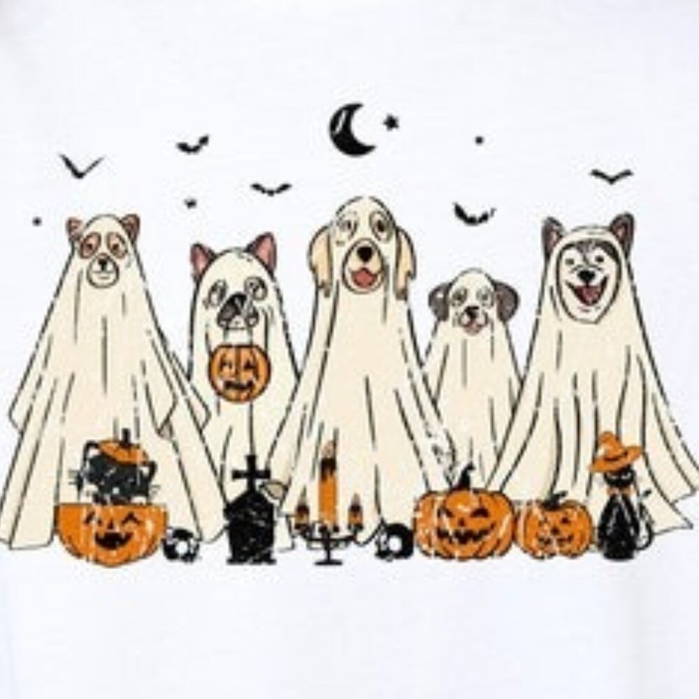 Retro Halloween Ghost Dog Shirt, Ghost Dog Halloween Shirt, Dog Halloween Shirt View 2